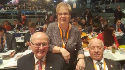 Bundesparteitag 2016 in Essen - Kurt Wiegel, Iris Schmidt und Winfried Adams